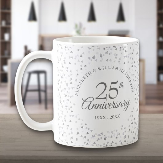 Mug 25e anniversaire du Mariage Coeurs d'argent