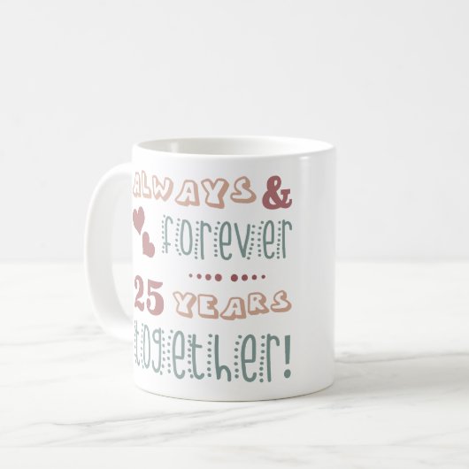 Mug 25e anniversaire du Mariage mignon (Devant gauche)