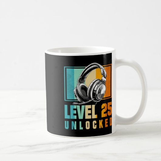 Mug 25e Anniversaire Joueur Vidéo Garçon Niveau 25 Dév (Droite)