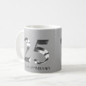 Mug 25e anniversaire Mariage d'argent métallique (Devant gauche)