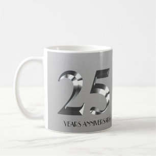 Mug 25e anniversaire Mariage d'argent métallique