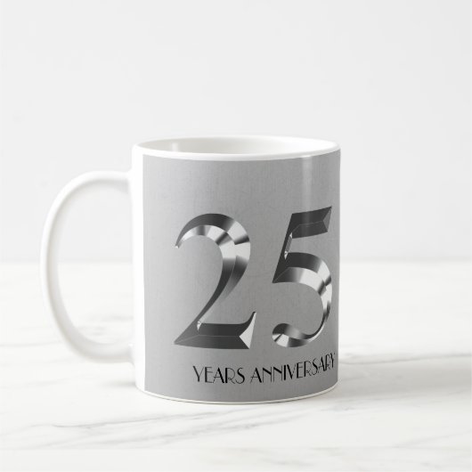 Mug 25e anniversaire Mariage d'argent métallique (Gauche)