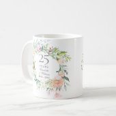 Mug 25e anniversaire Mariage d'argent Rose verdure (Devant gauche)