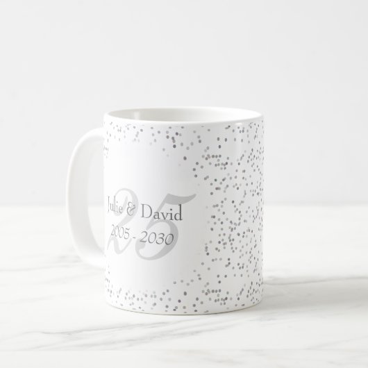Mug 25e anniversaire Mariage de la fécule d'argent Con (Devant gauche)