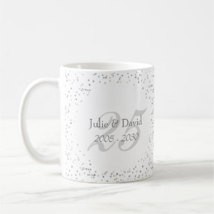 Mug 25e anniversaire Mariage de la fécule d'argent Con