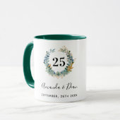 Mug 25e couronne d'eucalyptus mariage (Devant gauche)
