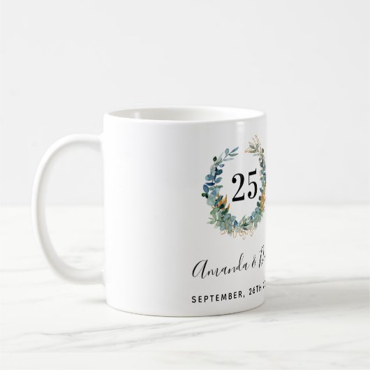 Mug 25e couronne d'eucalyptus mariage (Gauche)