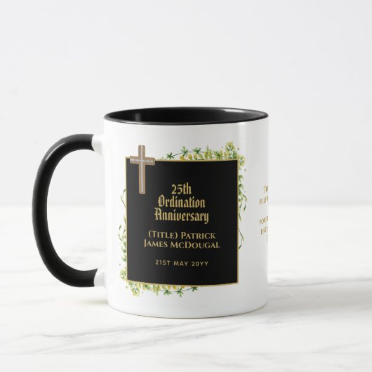 Mug 25e Ordination Anniversaire Prêtre Cadeau Customis (Gauche)