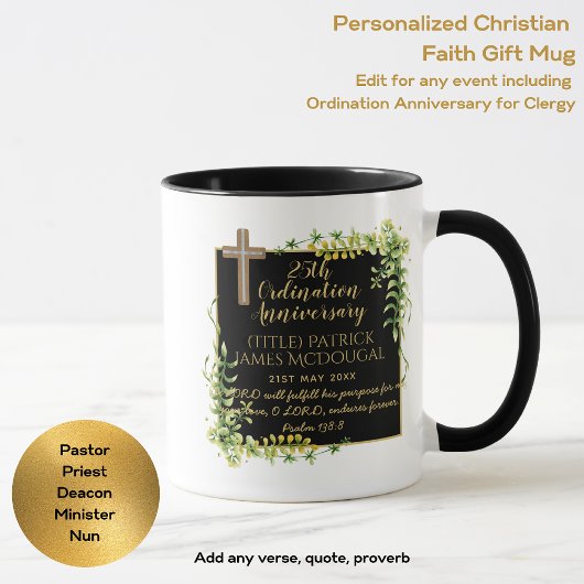 Mug 25e Ordination Anniversaire Prêtre Cadeau Customis
