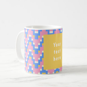 Mug 26036B Géométrique Vague Zigzag Rose Bleu Jaune