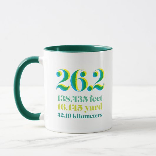 Mug 26,2 Miles Distance De Course Du Marathon Vert (Gauche)
