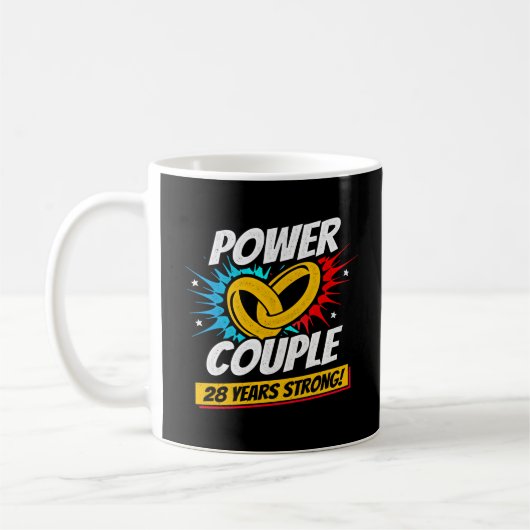 Mug 28e Anniversaire de Mariage Couples Mariés 28 Ans (Gauche)