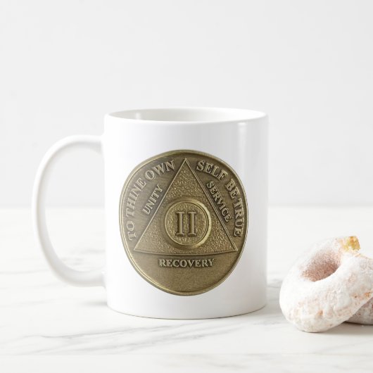 Mug 2 ans médaillon Sober Coin Bonne Anniversaire (Avec donut)