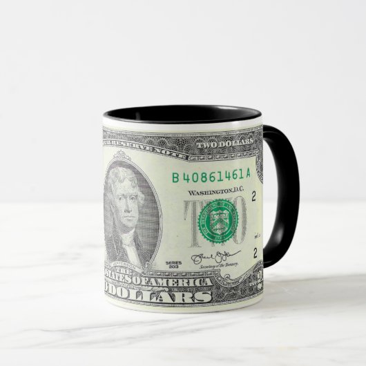 MUG 2 BILLET D'UN DOLLAR ET A DIME-F (Devant droit)
