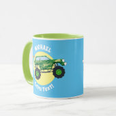 Mug 2 Camions Monster, nom et message (Devant gauche)