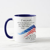 Mug 2 Chroniques 7:14 Prière, Drapeau USA (Gauche)