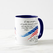 Mug 2 Chroniques 7:14 Prière, Drapeau USA (Devant droit)