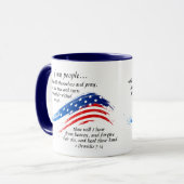 Mug 2 Chroniques 7:14 Prière, Drapeau USA (Devant gauche)