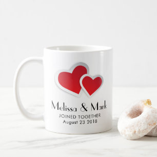 Mug 2 Coeurs en papier rouge sur Mariage en marbre ble