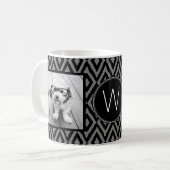Mug 2 Collage photo - Black Grey Ikat et Monogram (Devant gauche)