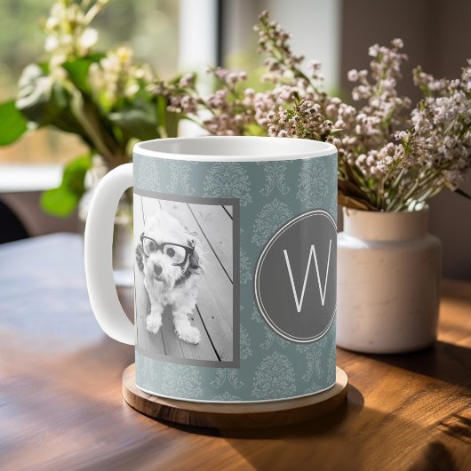 Mug 2 Collage photo - Damask Blue et Monogram