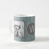 Mug 2 Collage photo - Damask Blue et Monogram (Devant gauche)