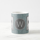 Mug 2 Collage photo - Damask Blue et Monogram (Centre)