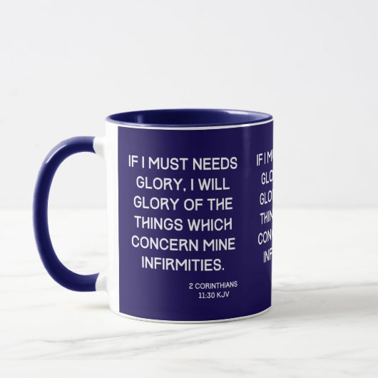 Mug 2 Corinthiens 11:30 KJV Bible Verse Deux Tons (Gauche)