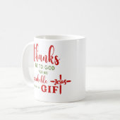 Mug 2 Corinthiens 9:15 Merci à Dieu Ecriture (Devant gauche)