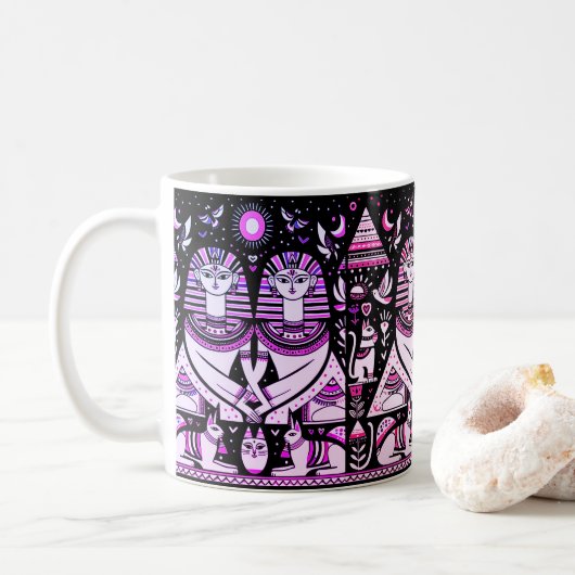 Mug 2 égyptiens avec chats (Avec donut)