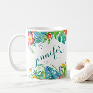 Mug 2 floraux tropicaux ont dégrossi nom fait sur
