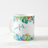 Mug 2 floraux tropicaux ont dégrossi nom fait sur (Devant gauche)