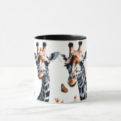 Mug 2 Giraffes adorables Floral aux papillons (Centre)