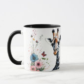 Mug 2 Giraffes adorables Floral aux papillons (Gauche)