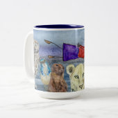 Mug#2 Joanna Flying over Animals Tweekleurige Koffiemok (Voorkant links)