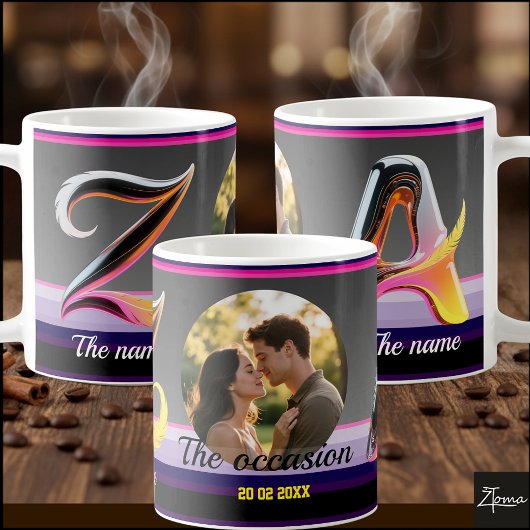 Mug 2 lettres, 2 noms, une occasion, une image & Date