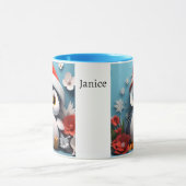 Mug 2 mignons pingouins Ajouter un nom cadeau de Noël (Centre)