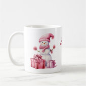 Mug 2 mignons Snowmen Ajouter Nom Noël Cadeau Café Cou (Gauche)