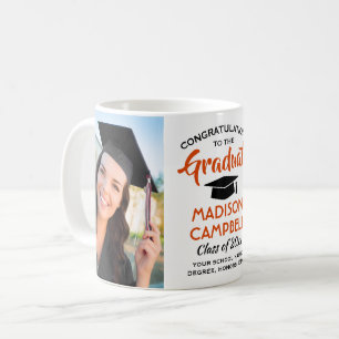Mug 2 Photo Félicitations Diplômé Écriture Orange