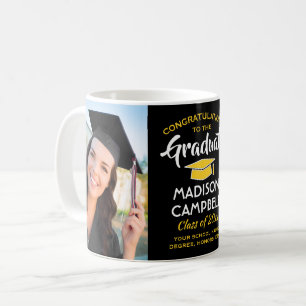 Mug 2 Photo Félicitations Diplômé Noir et Or