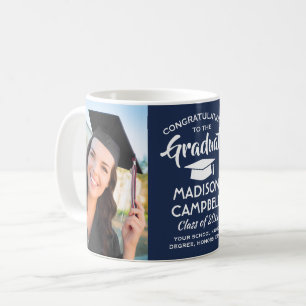 Mug 2 Photo Félicitations pour le diplômé Bleu Nuit Bl