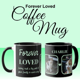 Mug 2 Photo Pet Loss Keepsaké Memorial noir vert