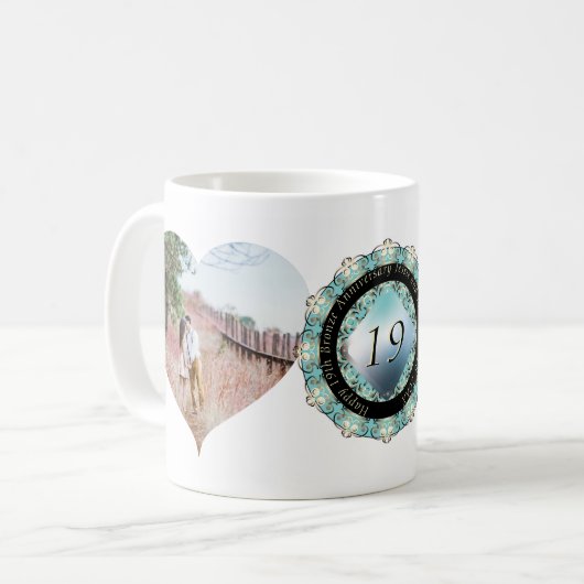 Mug 2 Photos19ème anniversaire de Mariage Cadres cardi (Devant gauche)