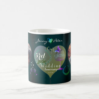 Mug 2 Photos 3ème Jade Glass Mariage Anniversaire Café