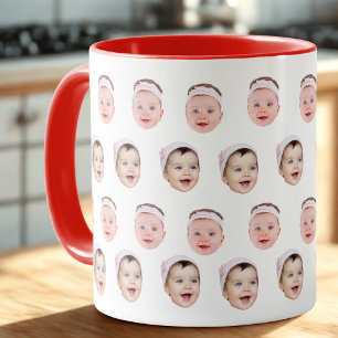 Mug 2 Photos Mug, Personnalisé Cute Baby Face Photo