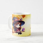 Mug 2 Sorcière adorable mignonne avec balais, Hallowee (Devant gauche)
