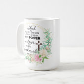 Mug 2 Timothée 1:7 Dieu n'a pas donné un esprit de peu (Devant gauche)
