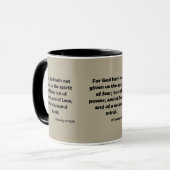Mug 2 Timothée 1:7 KJV Bible Écriture Deux Tons (Devant gauche)