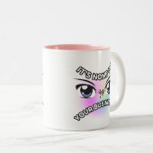 Mug 2 tonalités 11oz : Aucun des vôtres (rose) (Devant droit)