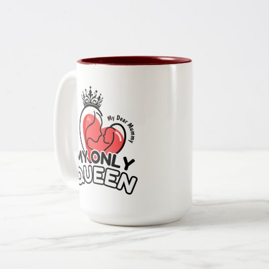 Mug 2 Tons 15oz : Ma seule Reine (marron) (Devant gauche)